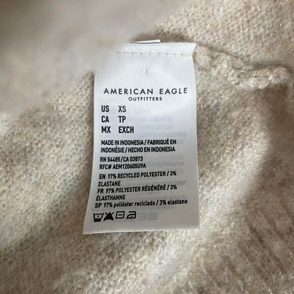 American Eagle Tan Cream Soft Cropped Cardigan Long Sleeve Button Front Size XS - Picture 4 of 7